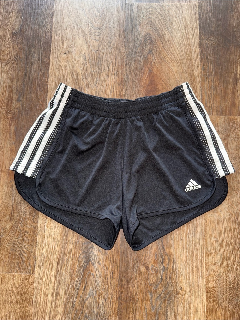 Adidas Women’s Black Athletic Shorts with White Stripes